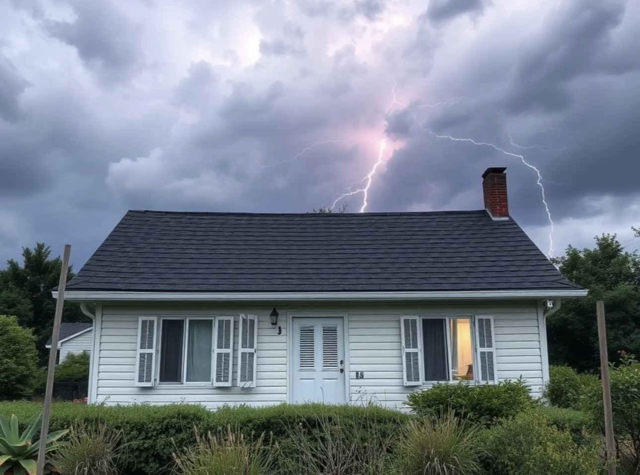 Coastal home protected with hurricane shutters
